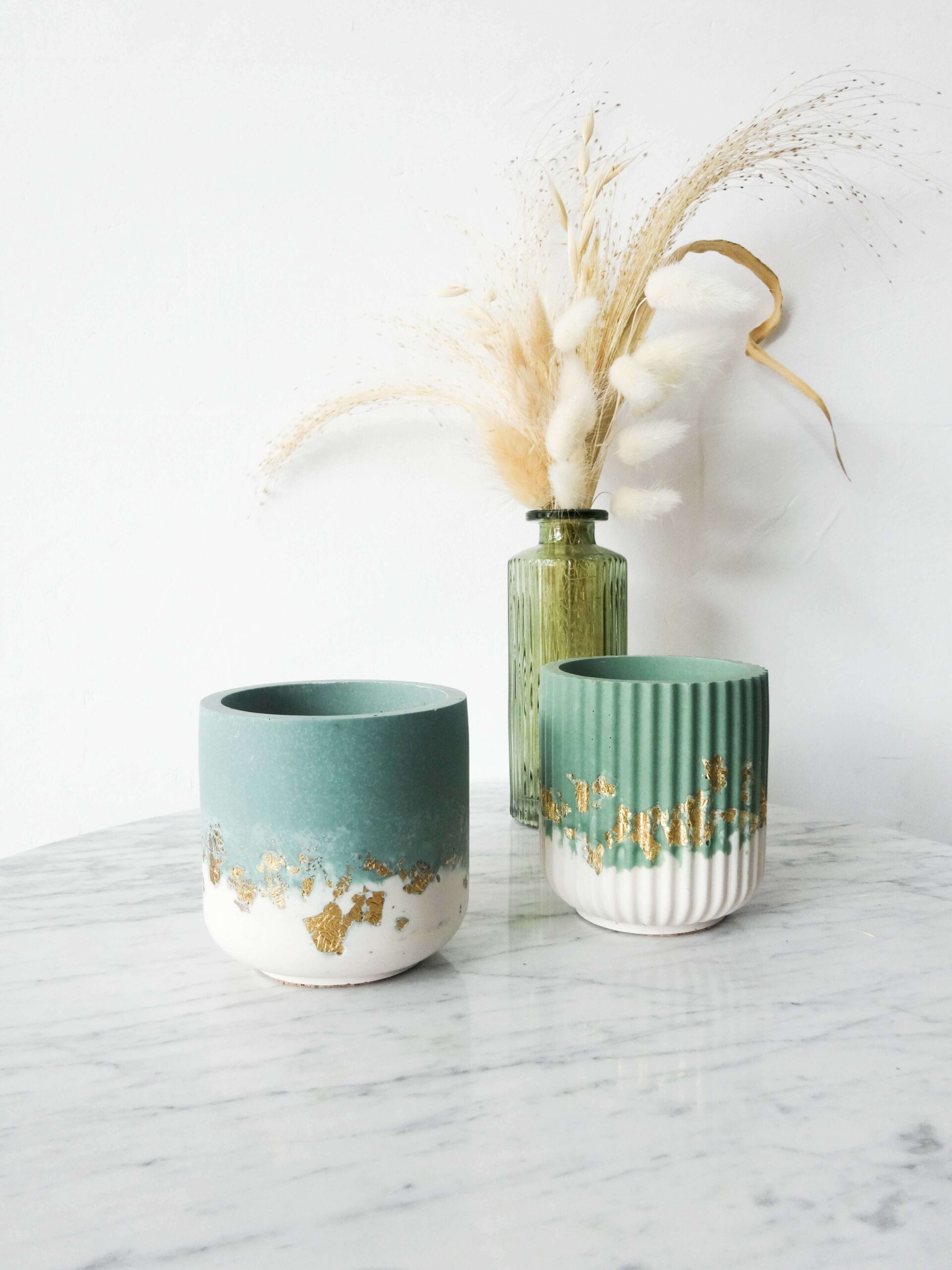 Petit pot turquoise et or